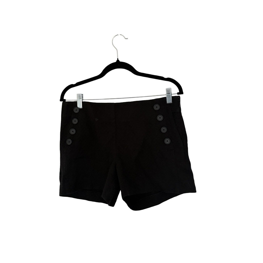 Ann Taylor LOFT The Riviera Short Black Nautical Button Front High Waist Size 4